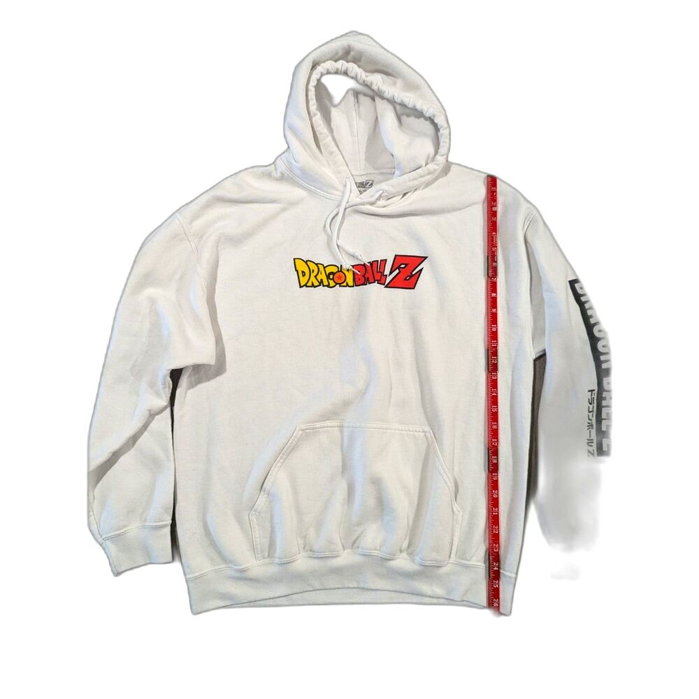 Dragon Ball Z Goku White & Red Graphic Hoodie Pullover Anime Size L